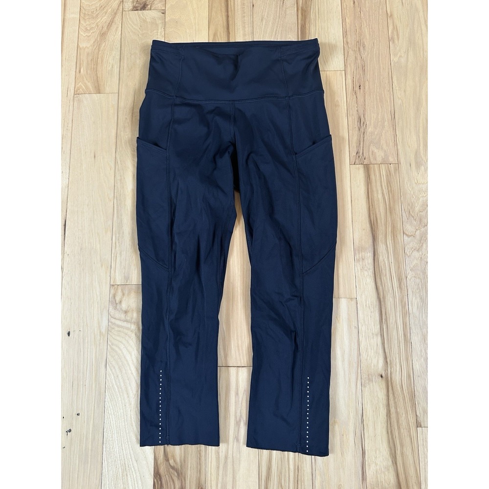 Lululemon Fast Free Leggings Size 4 High Rise W6AS5S Black Crop